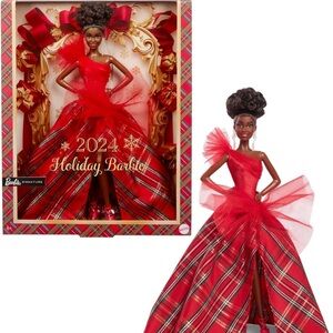 Barbie Signature Doll 2024 Holiday Fashion Doll with brown hair Collectible